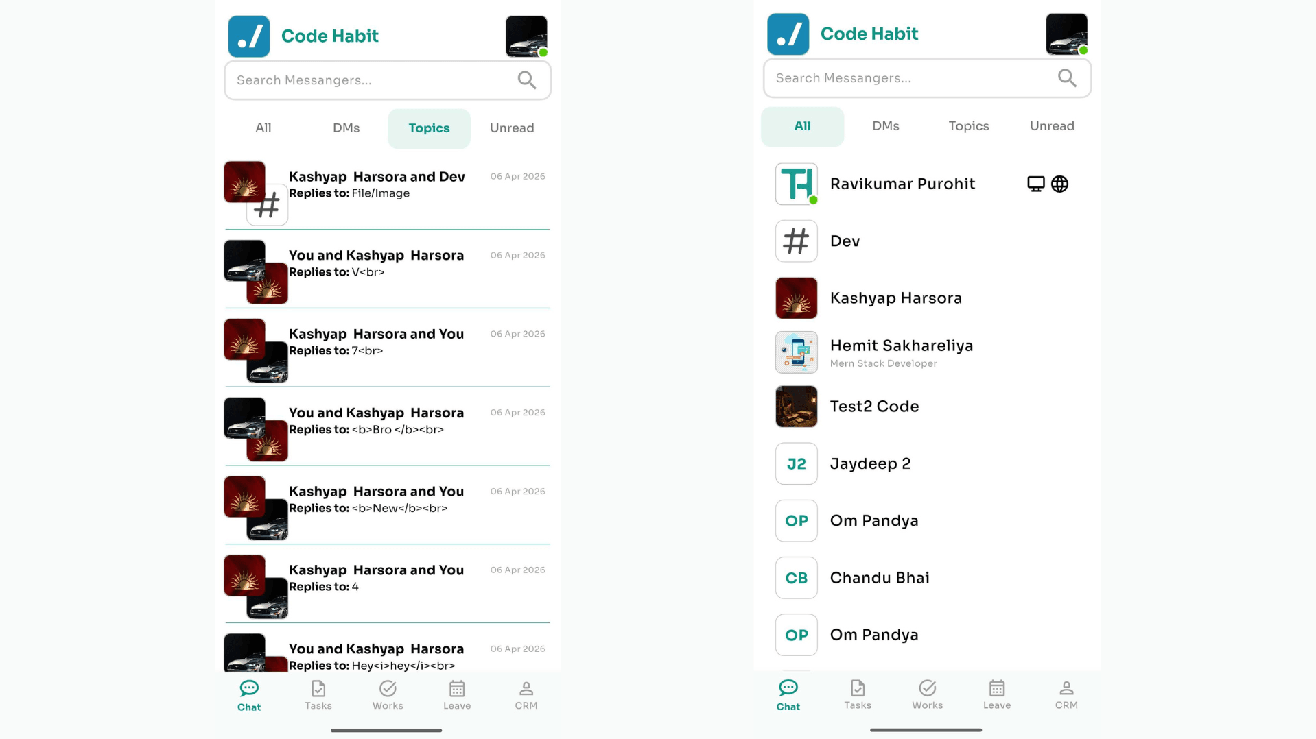 TrackHabit mobile chat app screen