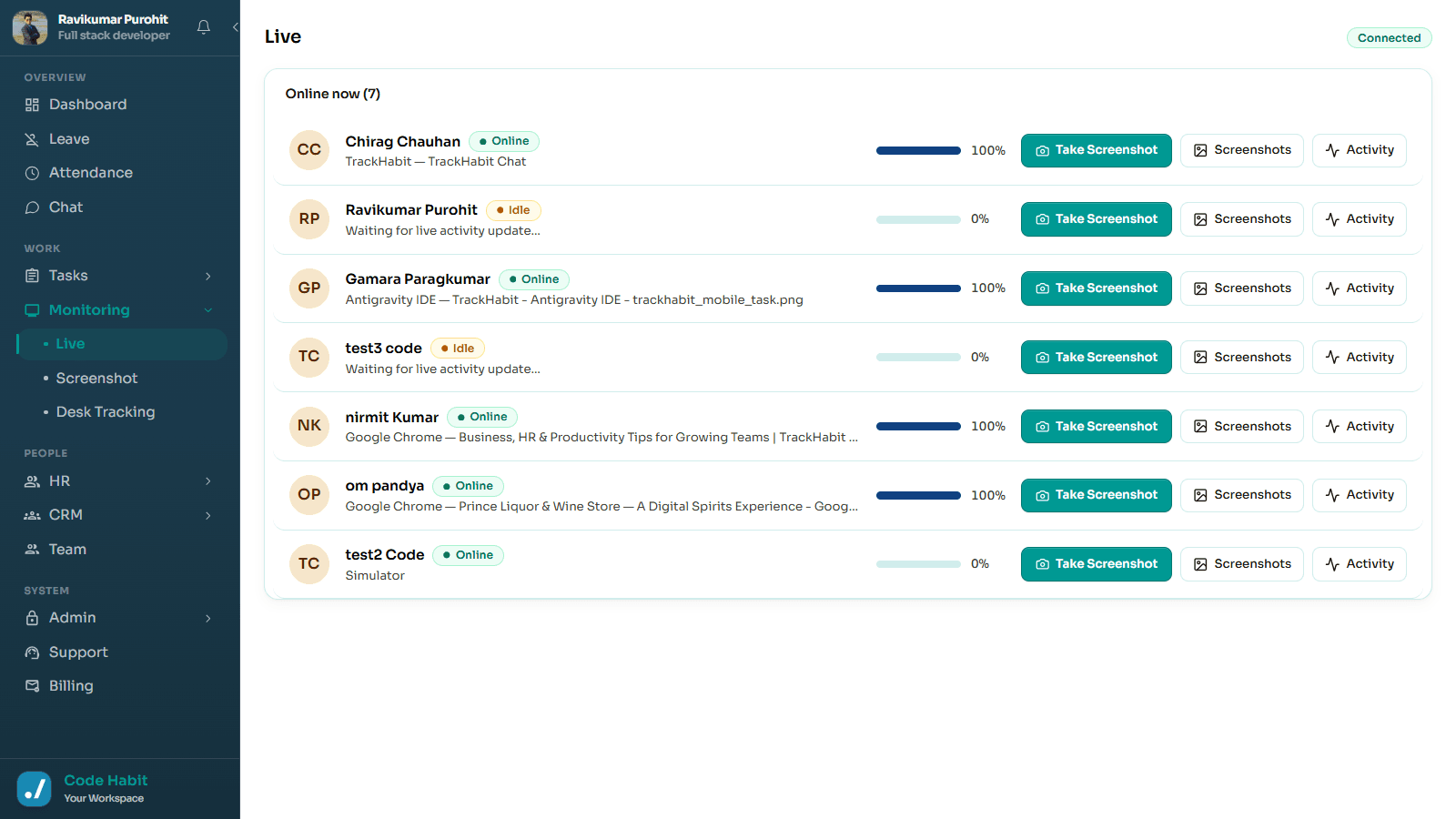 Live Activity Monitoring Dashboard